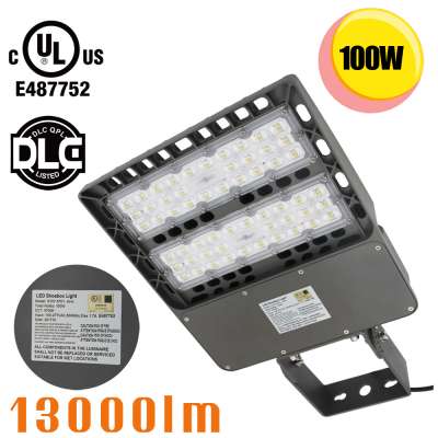 UL cUL DLC LED Shoebox 100W replace 320W metal halide parking lot street pole light AC100~277V Slip Fitter round mount