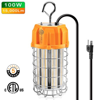 ETL Listed 100W LED Temporary Work Light Fixture IP65 Outdoor Construction Lights with 10Ft US Plug Cord led work light