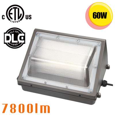 ETL cETL DLC 60W LED Wall pack fixture wall light security area hang light retrofit 320W halogen HPS/MHL