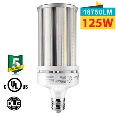 UL cUL DLC 125W Led Corn Bulb 5000K Mogul E39 Base 400WW Metal Halide HID Equivalent Shoebox Pole High Bay Parking Lot light